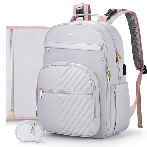 MOMUVO Diaper Bag Backpack Quilted Baby Bag