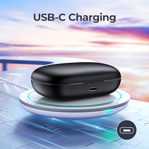 GNMN Active Noise Cancelling Ear Buds Wireless Earbuds Bluetooth 5.3 Headphones 90H Playtime Power Display Case Hi-Fi Stereo Bass Over-Ear Earphones with Waterproof ANC Transparency for Gym/Workout