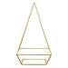HOMEIDEAS Modern Terrarium Clear Glass Pyramid Tabletop Geometric Polyhedron Box,Decorative Succulent Plants Holder(Golden)
