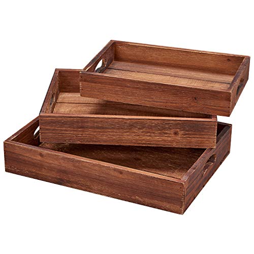 Barnyard Designs Rustic Farmhouse Wooden Serving Trays with Handles