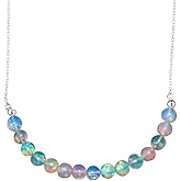 Natural Ethiopian Opal Gemstones Beads Short Necklace, Chakra Healing Crystals, October Birthstone, Rhodium Plated, 925 Sterling Silver, Minimalist Women Jewelry, Valentine Gift, Size 18 inch