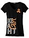 Fight Like a Girl Side Wrap T-Shirt Ladies' V-Neck Black w/ Orange