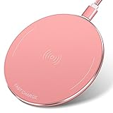 Fast Wireless Charger- Qi Wireless Charging Pad Metal Case for iPhone 8 /Galaxy S8 /S8 Plus/S7/S7 Edge/S6/Note 5/S6 Edge, Nexus 4/5/6 Lumia 920, LG Optimus Vu2 and More by Yarrashop (Rose Gold)