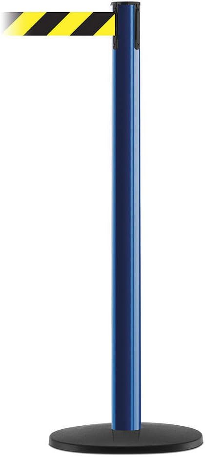889B-33-23-MAX-NO-D4X-C - Blue Post, 2" Wide, 13' Length Chevron Black & Yellow Belt, 38" Height, 2.5" Wide, 156" Length
