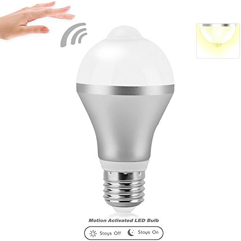 Motion Sensor Light Bulbs, AveyLum 9W E26/E27 Smart PIR LED Sensor Bulb Warm White (3200K) Auto on/off Night Lights Indoor&amp; Outdoor for Garage Porch Stairs Corridor Street Yard Patio Carport