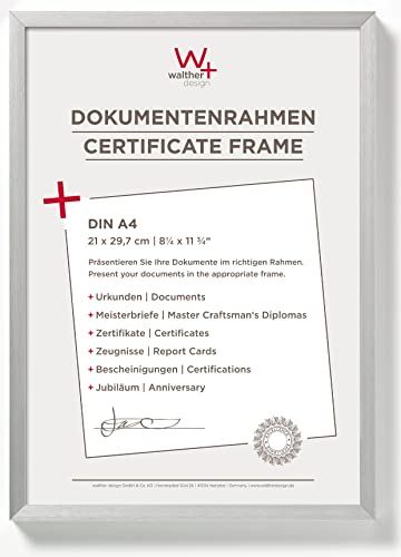 walther design design AJ130S Aluminium-Bilderrahmen Chair, 21x29,7 cm DIN A4, silber, 21 x 29,7 cm (DIN A4)