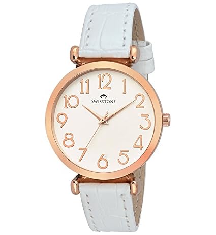 Swisstone Analogue White Dial Women's & Girl's Watch - Ck301-Rgold-Wht