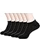 Men's Low Cut Cushion Socks-6 Pack Athletic Casual Ankle Cotton Socks,Black