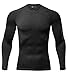 Lavento Men's Compression Shirts Baselayer Crewneck Long-Sleeve Dry Fit T-Shirts (1 Pack-Black,Large)