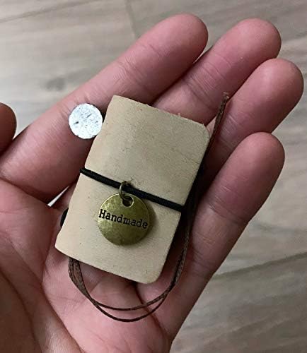 4.5cm X 3cm Handmade Vintage Genuine Leather Mini Size Traveler Journal Note Book (Khaki)