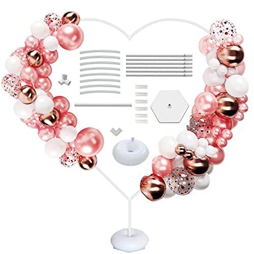 Honeyhouse 63in Heart Balloon Frame Kit, Removable Reusable Flower Love Balloon Stand with Base Frame for Birthday Weddings and Graduation Parties Anniversary