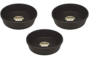 DURAFLEX Little Giant 3 Pack of Corded Rubber Feed Pans, 3 Gallon Capacity Each, for Horses, Sheep, Goats, Alpacas, Llamas, and Other Livestock