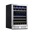 NewAir Built-In Wine Cooler and Refrigerator, Dual Zone 46 Bottle Capcity Fridge with Triple-Layer Tempered Glass Door, AWR-460DB