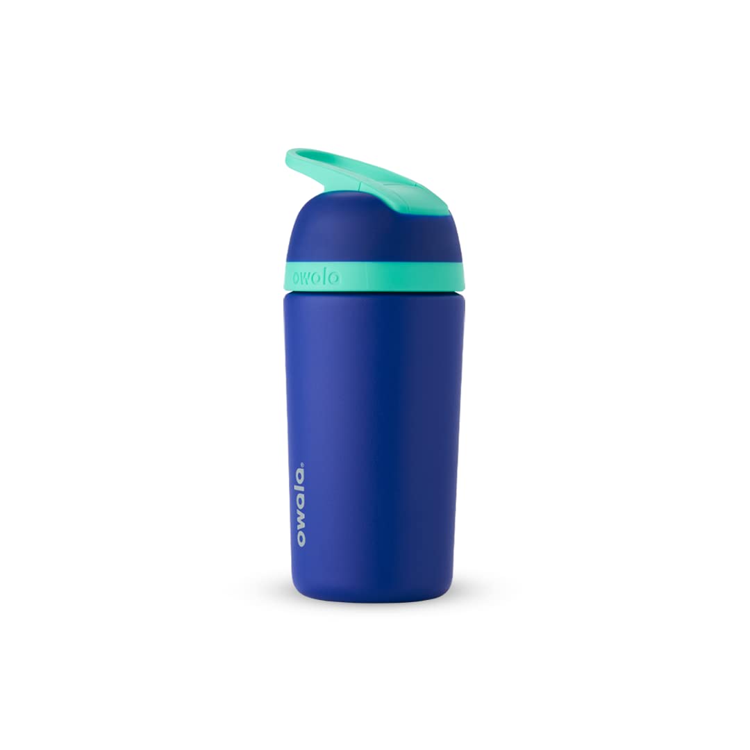 Owala Kids Flip Insulated Stainless-Steel Water Bottle with Straw and Locking Lid, 14-Ounce, Blue & Teal