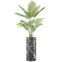 SIGNWIN Areca Palm Tree with Black, White & Gold Granite Effect Vase Geometric Rocky Minimalism Zen Relax/Calm Multicolor Ultra for Living Room, Bedroom, Office - X-Large 5 Feet (60