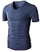 H2H Mens Casual Slim Fit Short Sleeve Melange Color Crew-Neck T-Shirts DARKBLUE US M/Asia L (KMTTS0380)