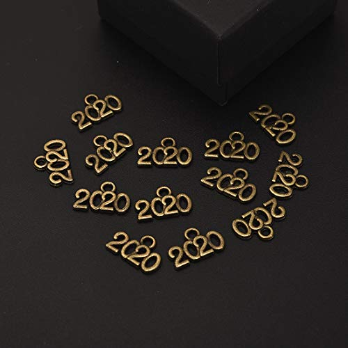 LANBIDE 250 PCS 2020 Symbol Year Charms Bulk Mixed 5 Colors Numeral Charms Pendants for Jewelry Making and Crafting Graduation Necklace Bracelet Earrings
