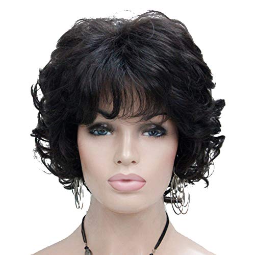Lydell Women's Short Wavy Curly Wig Synthetic Hair Full Wig 6 inches (Dark Brown) — image 1