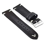 StrapsCo st11 Faded Vintage Leather Mens Watch Band w/ Minimal Stitching