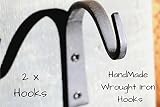 Wrought Iron Hooks Wrought Hooks Hanger Wrought Iron hooks for Lantern Wrought Iron Hooks for Coat Wrought Iron Hooks Rustic Wrought Iron Hooks for Hanging Wrought Iron Hooks Vintage - 2 Hooks!
