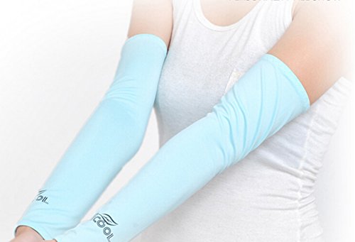 BabyPrice Ice Silk Arm Sleeves UV Sun Protective Arm Protector Sun Protection Warmer Cooler 1 Pair Black for Bike Hiking Golf Outdoor Activities