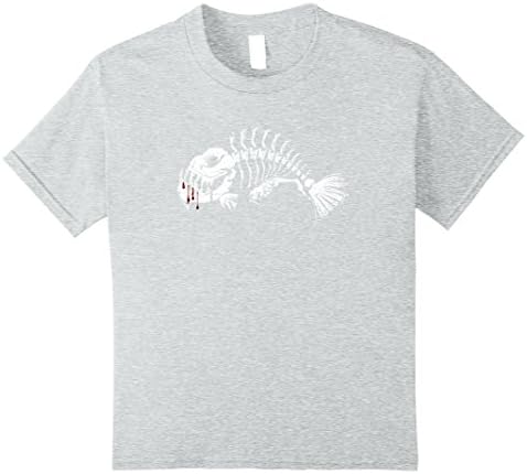 Kids Funny Halloween Tuna Skeleton Fishing Fish Gear T-Shirt 12 Heather Grey