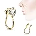 Micropromo Rhinestone Non Pierced Nose Open Hoop Ring Clip on Piercing Rings Body Jewelry 3pcs a Set