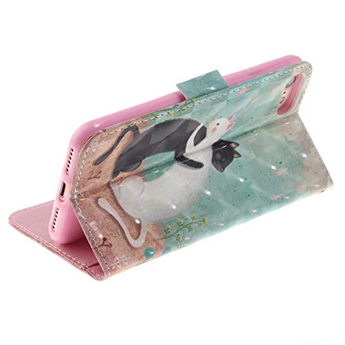 Leather Case for iPhone 7,Strap Wallet Case for iPhone 8,Herzzer Ultra Slim Kitten Couples 3D Pattern Magnetic PU Leather Stand Card Slot Cover with Soft Rubber - Thumbnail 7