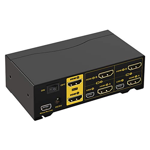CKL HDMI KVM Switch 2 Port Dual Monitor 4K 60Hz, 2x2 PC Monitor