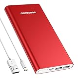 POWERADD Pilot 4GS 12000mAh Lightning Input Portable Charger External Battery Charger with 3A High-Speed Output Compatible with iPhone, iPad, iPod, Samsung and More (Lightning Cable Include) - Red