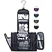 WANDF Expandable Toiletry Bag Hanging Dopp Kit Water-Resistant Bathroom Bag for Men Women (A- Black with shoulder strap)