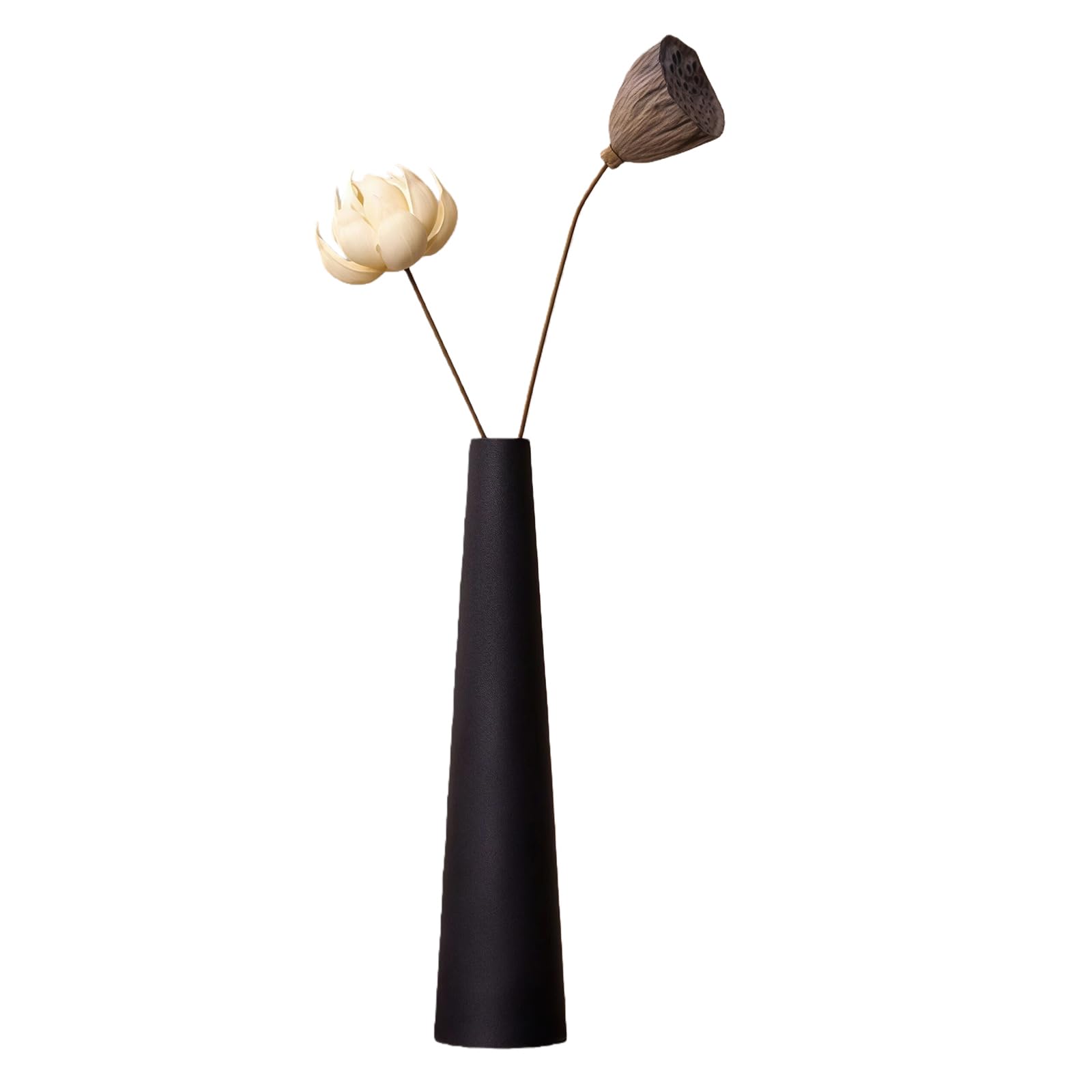 Small Ceramic Bud Vase 8.5 Inch Tall Black Vase for Single Stem Flowers Wedding Centerpiece Office Desk Home Decor