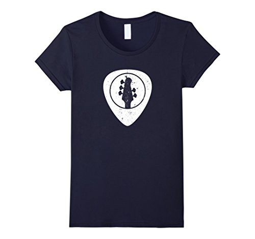 Womens 5 String Bass Guitar Picks Shirt Bass Player Shirt Small Navy