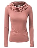 Doublju Womens Long Sleeve Rayon Cowl Neck Blouse Top