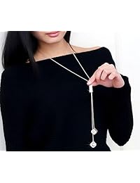 Z-jeris collar de cadena largo con borla y flor de cristal para mujer