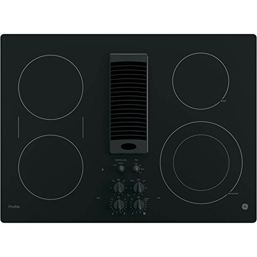 GE Profile 30" Black Electric Cooktop With Downdraft
