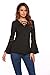 Easther Women’s Casual Cross Front Tunic Tops Deep V Neck Long Bell Sleeve T-Shirt Blouse
