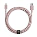 Native Union Belt Cable XL - 10ft Ultra-Strong Reinforced [MFi Certified] Durable Lightning to USB Charging Cable with Leather Strap Compatible with iPhone 14, iPhone 13, iPhone 12 and Earlier (Rose)