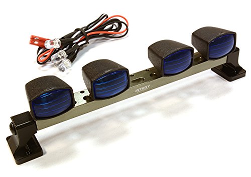 Integy RC Model Hop-ups C26286GUN Billet Machined T7 Realistic Roof Top Blue Color Spot Light (4) w/ LED