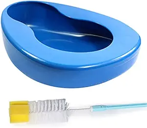 Bedpan for Bedbound Patient Healthcare, Large Bedpan for Bedridden Patient Elderly Female Male, Large Stable PP Bedpan with a Brush