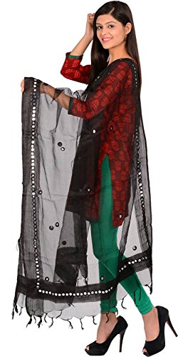 youthquake women's bhagalpuri organza tissue dupatta with plastic mirror work