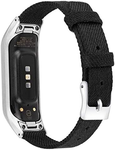Larmly Fashion Concise Canvas Replacement Watch Strap + Metal Frame For Samsung Galaxy Fit-E R375 (BlackC)