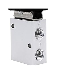 Botón de presión de 1/4" NPT rojo con cierre de estilo de seta de 3 vías, válvula de control neumático de 2 posiciones de EE. UU. Sólido