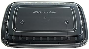 150 Food Containers with Lids (16 oz) - Reusable BPA Free Plastic, Microwave, Freezer, &amp; Dishwasher Safe, Black