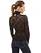 PattyBoutik Women's Turtleneck Sheer Lace Blouse