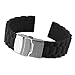 Beauty7 Black 24mm Soft Silicone Rubber Strap Watch Band Replacement Stainless Steel Deployment Clasp