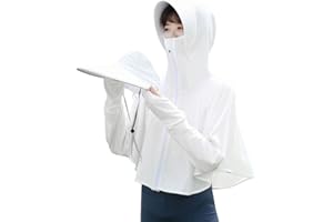 JOONOR Female Anti-UV Shirt Hooded Sun Protection Shawl with Mask,outdoor Cycling driving Ice Silk Sunscern Clothing