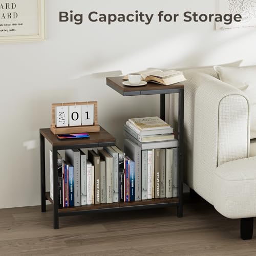 G-Shaped End Table Small Side Table for Living Room, Bedside