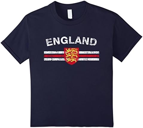 Kids British Flag Shirt - British Emblem &amp; England Flag Shirt 10 Navy