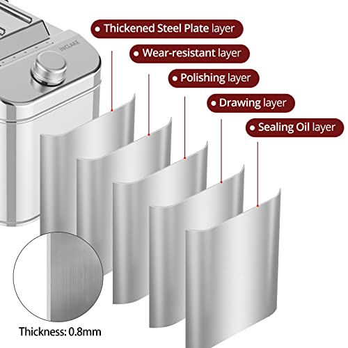 INCLAKE Stainless Steel Gas Can, Tight Sealed Thickened Fuel Can, Emergency Backup Metal